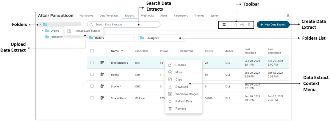 Altair Panopticon Real Time Installation And Reference Help Data Extracts