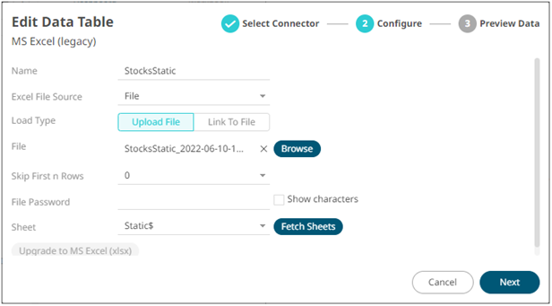 Altair Panopticon Web Authoring Help - [4] Adding and Managing Data Tables