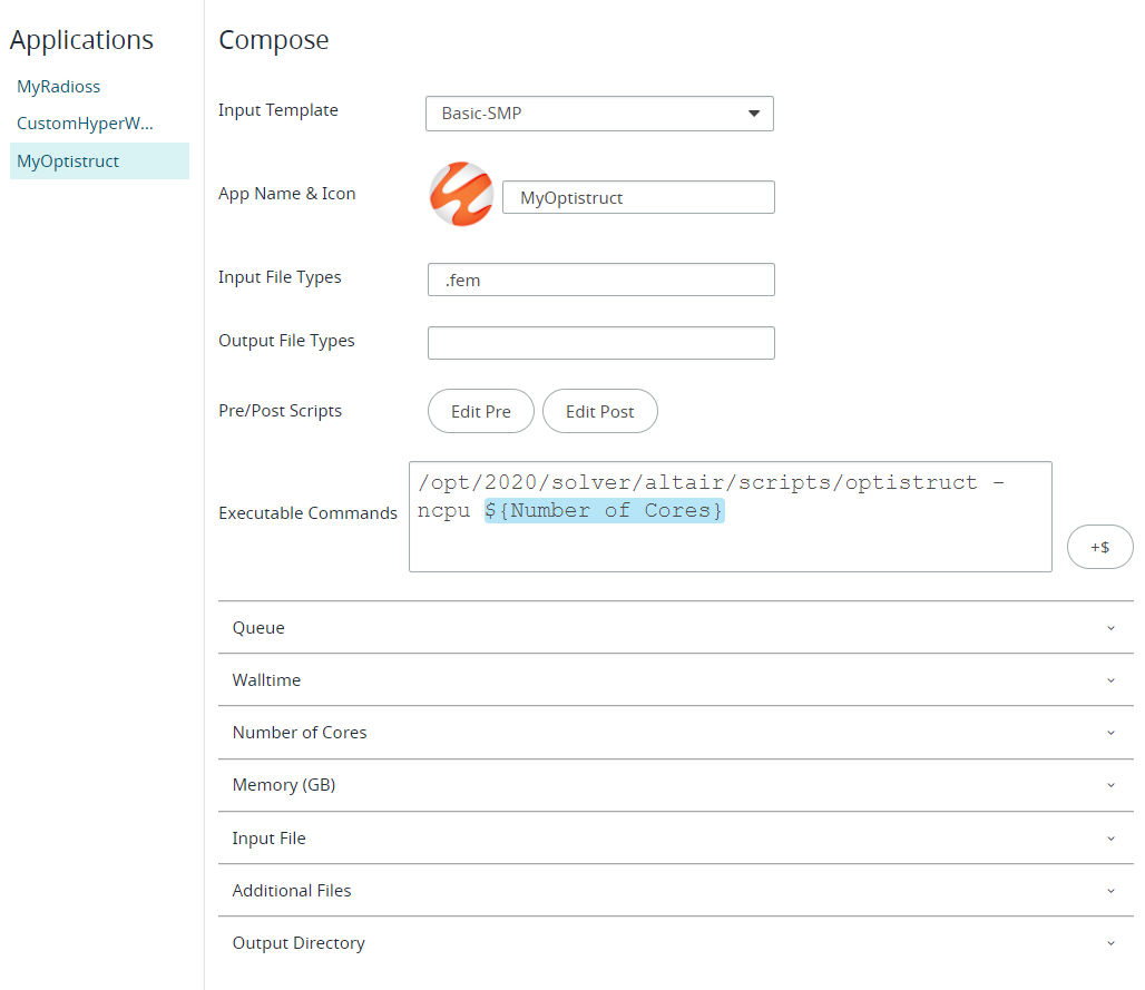 Application Definitions - Compose Panel