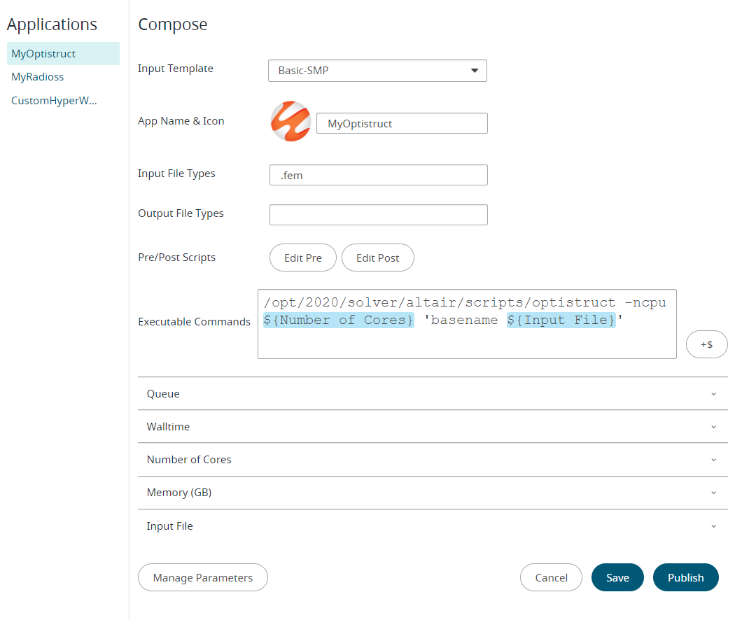 Application Definitions - Compose Panel