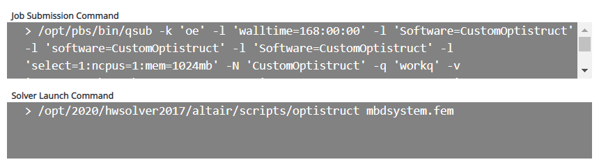 Job Submission Command and Solver Launch Command