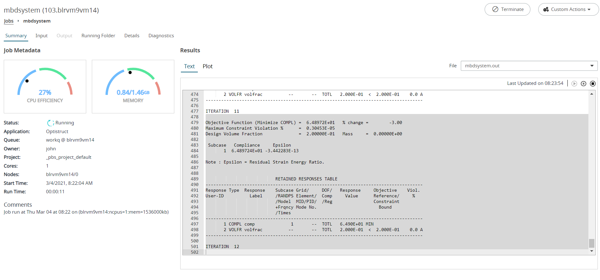 Job Summary View