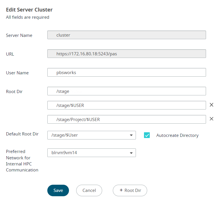 Edit Server Cluster