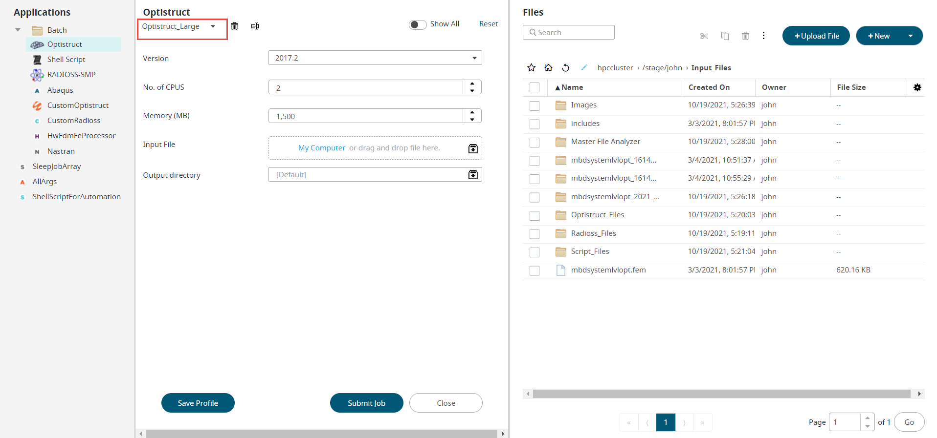 Profile Job Submission Form