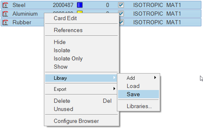 Save Materials From a HyperMesh Session