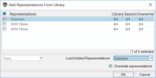 Add Representations from the Part Library