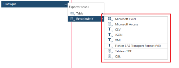 Exportation d’un récapitulatif dans Data Prep Studio