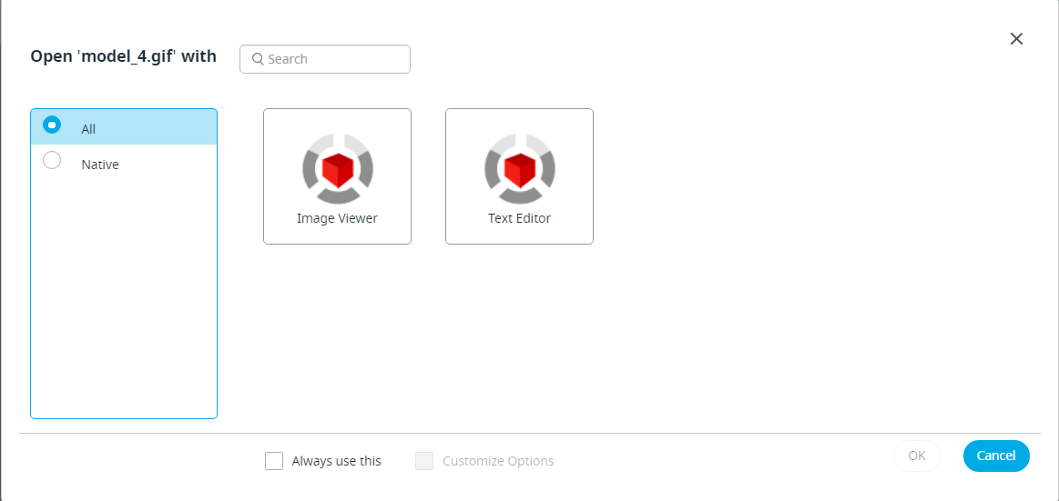 View File by choosing an Application