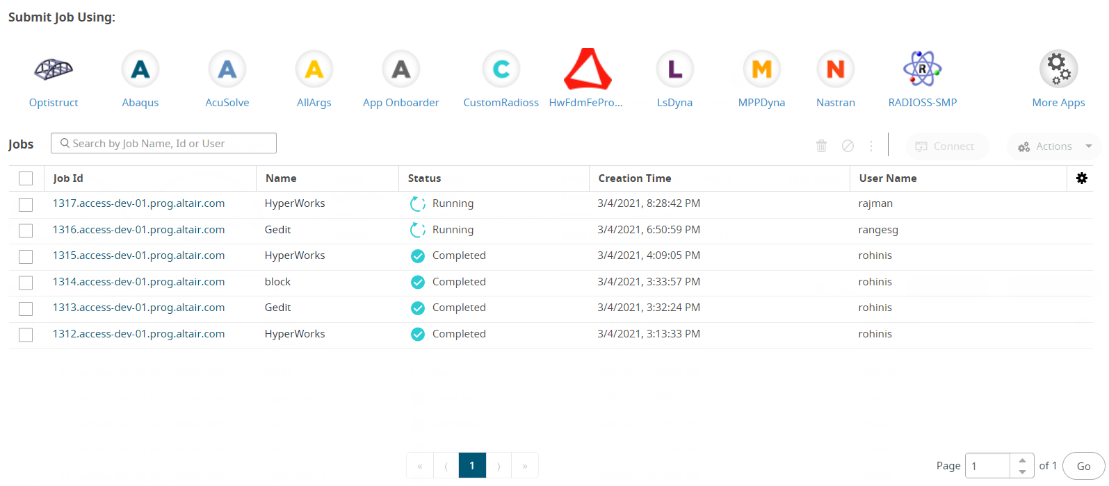 Job Monitoring View