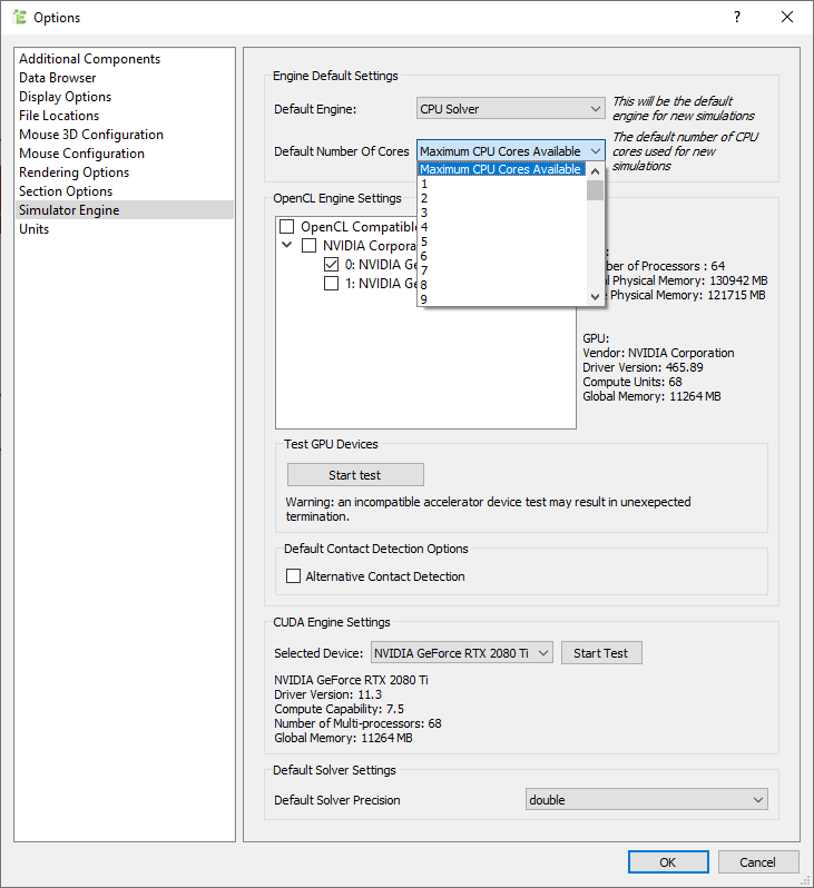 Simulator max CPU options