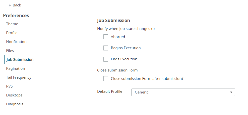 Job Submission Default Profile