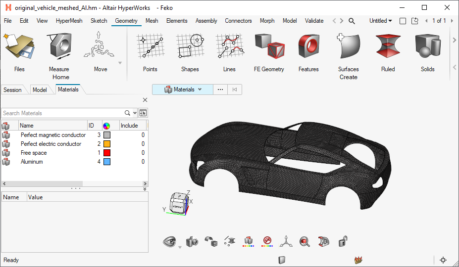 Hypermesh Model Browser Exporting the Platform Mesh in HyperWorks
