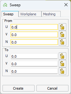 Sweep Block Coding Sweeping Geometry to Create a Surface or Solid