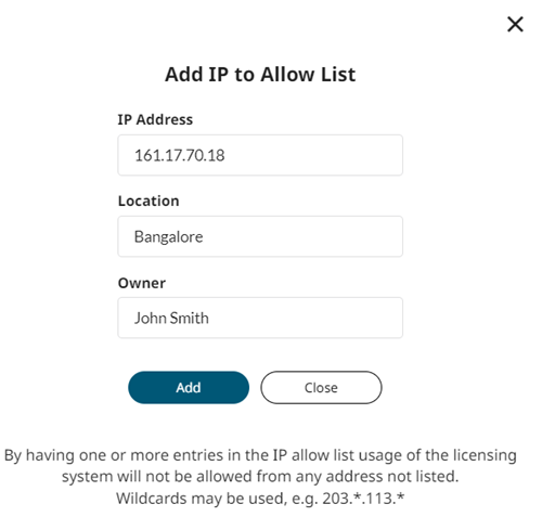 App IP Address to Allow List