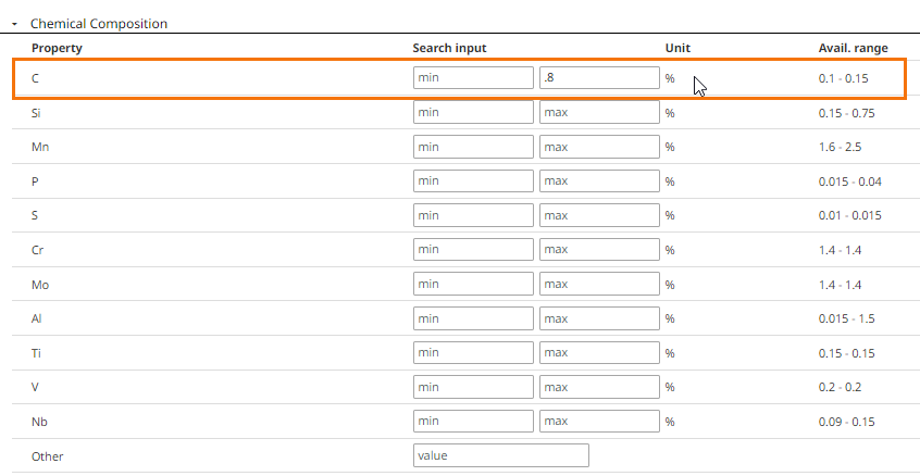 Specify Input Value for Carbon