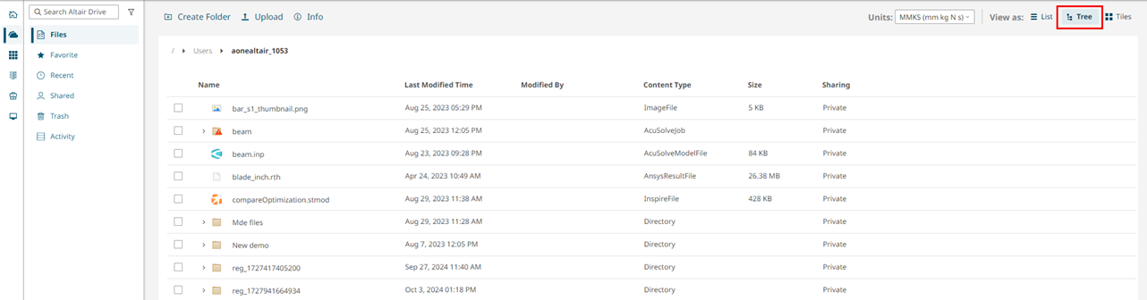 Files in Tree View