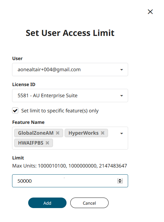 Set User License Limit