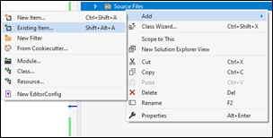 Add Source files to the Project
